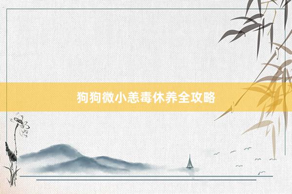 狗狗微小恙毒休养全攻略