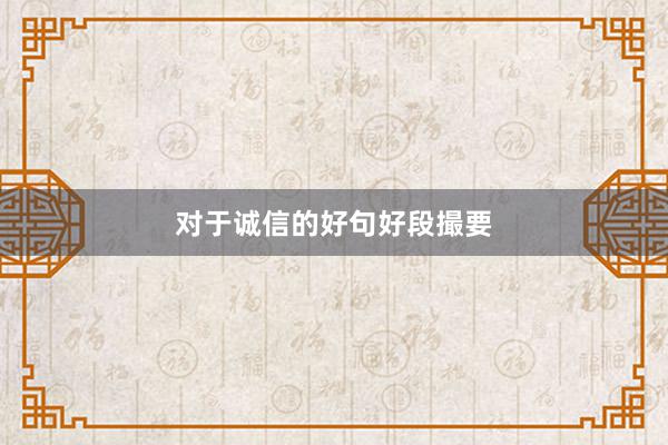 对于诚信的好句好段撮要